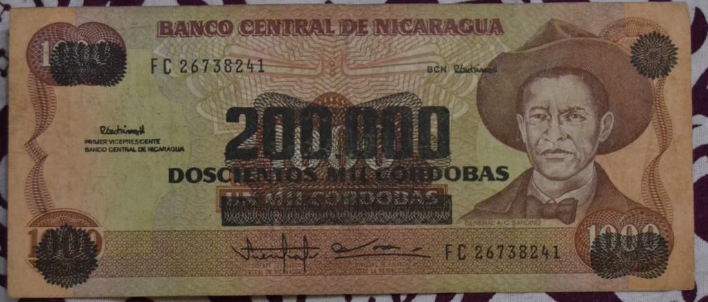 Никарагуа 200000 кордоба 1990 на 1000 кордоба 1985 года.