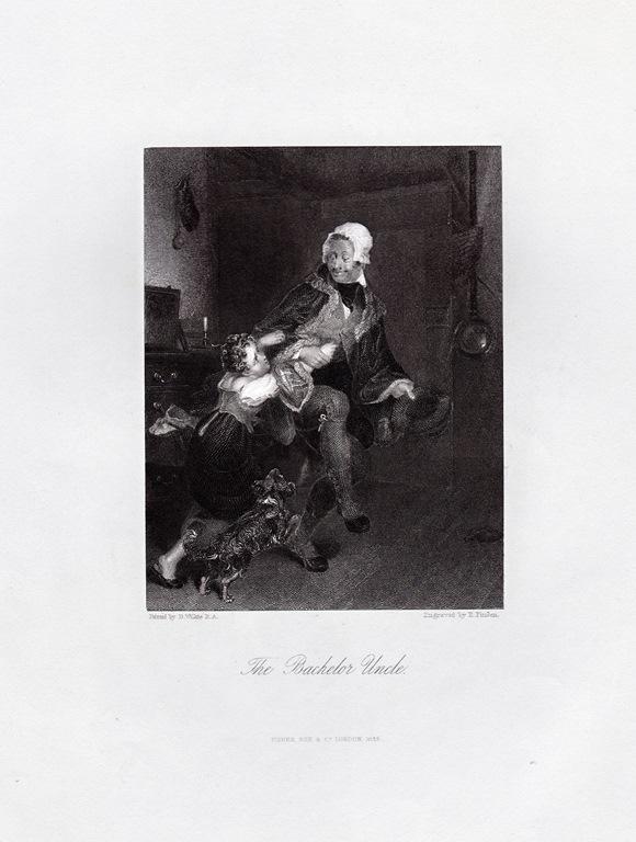 Гравюра Англия The Bachelor Uncle Дядя-холостяк датирована 1844 год