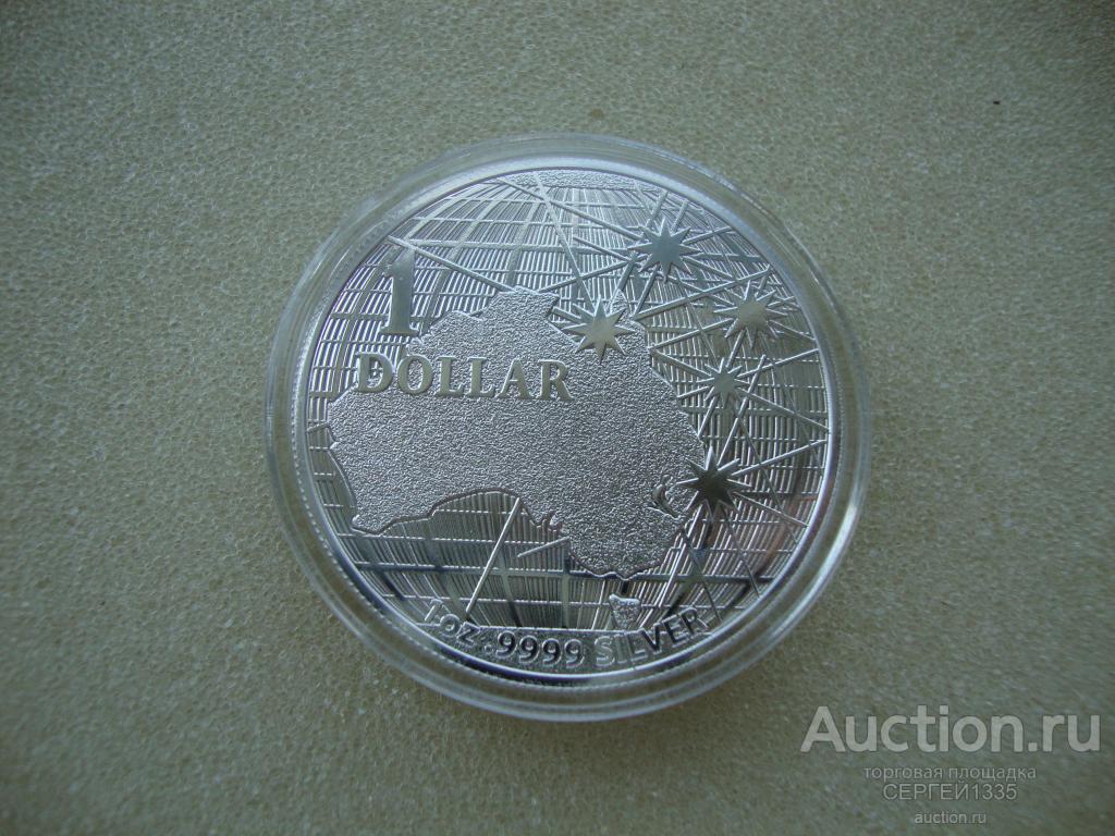 Австралия 1 доллар 2021 Утконос Созвездие Южный Крест Австралийский континент СЕРЕБРО