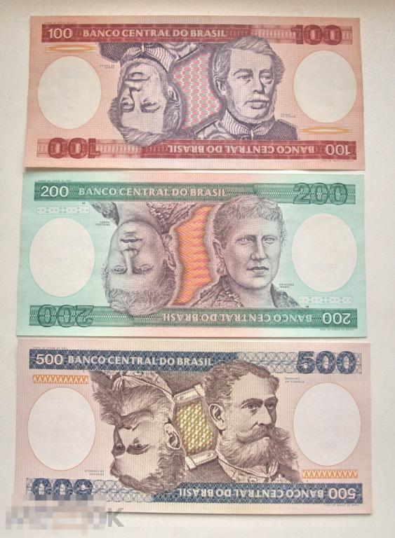 Бразилия 100, 200, 500 крузейро 1984 год 