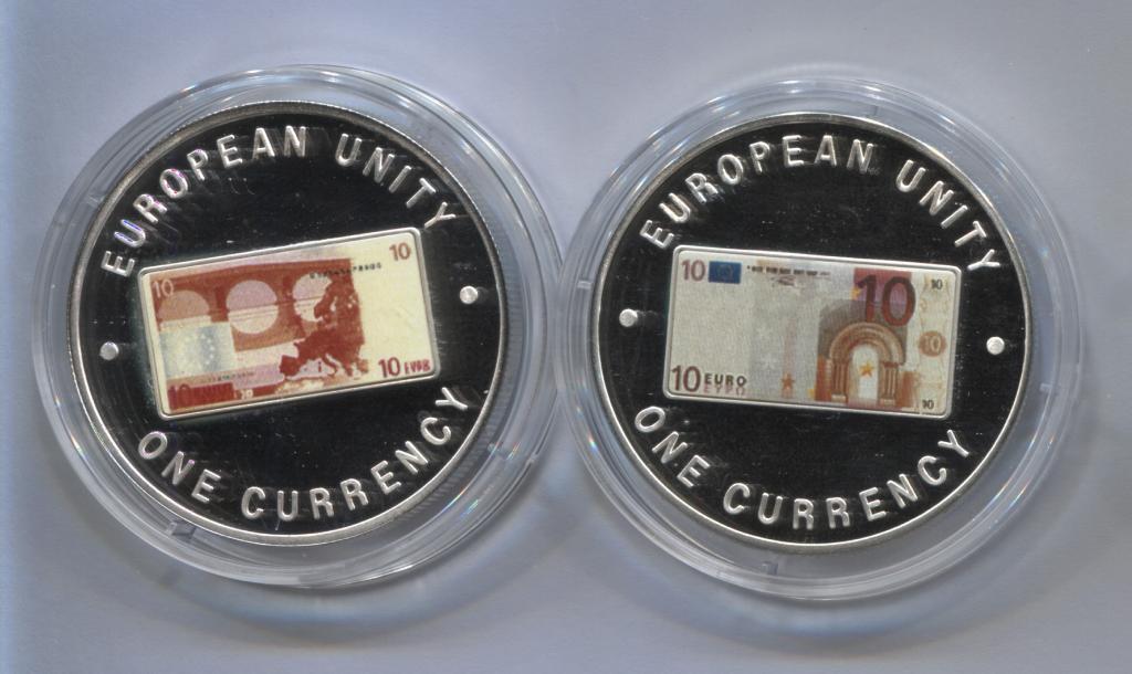 Замбия 1000 квач 1999 Единая валюта Европы - 10 евро цена за 2 монеты