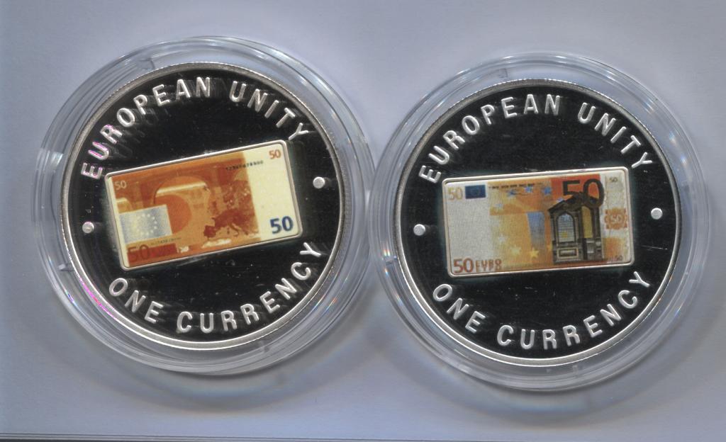 Замбия 1000 квач 1999 Единая валюта Европы - 50 евро цена за 2 монеты