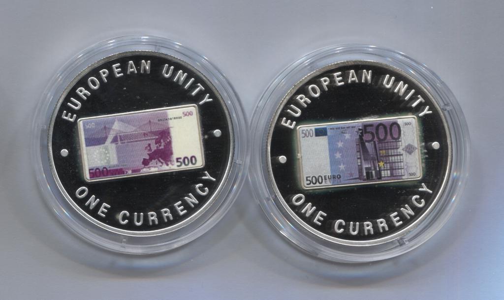 Замбия 1000 квач 1999 Единая валюта Европы - 500 евро цена за 2 монеты