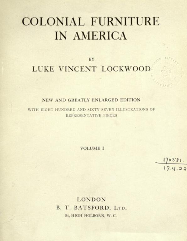 Колониальная мебель Америки. Luke Vincent Lockwood. т.1  в формате pdf