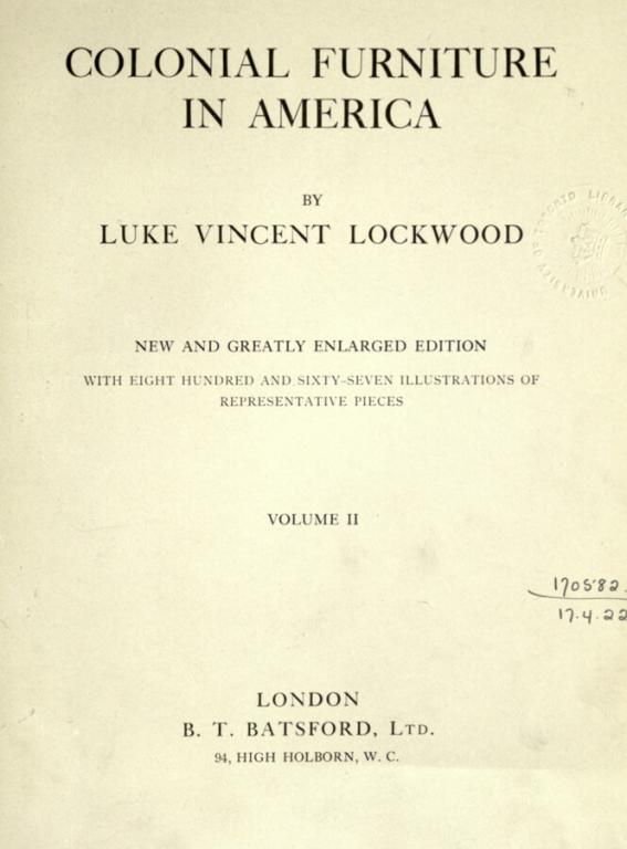 Колониальная мебель Америки. Luke Vincent Lockwood. т.2  в формате pdf
