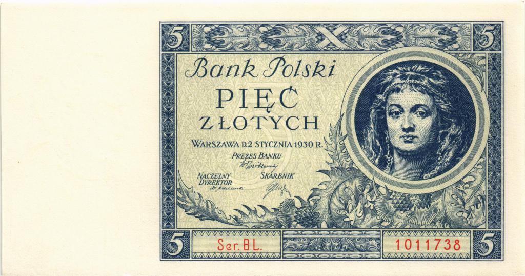 Польша 5 злотых 1930 год UNC