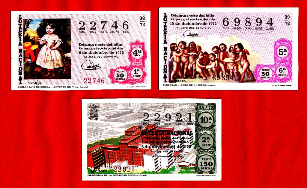 Испания, НАЦИОНАЛЬНАЯ ХУДОЖЕСТВЕННАЯ ЛОТЕРЕЯ, 1972 - 1975 г., 50 и 150 песет, № 22746, UNC!!!