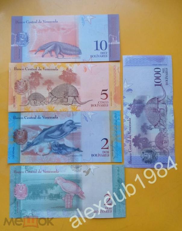 ВЕНЕСУЭЛА. НАБОР: 2, 5, 10, 1000 БОЛИВАР, 5 ШТ. "ЖИВОТНЫЕ, ФАУНА" (UNC)
