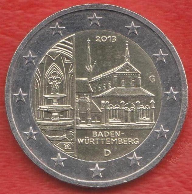 ЕВРО Германия 2 евро 2013 г. G Монастырь Маульбронн Баден-Вюртемберг
