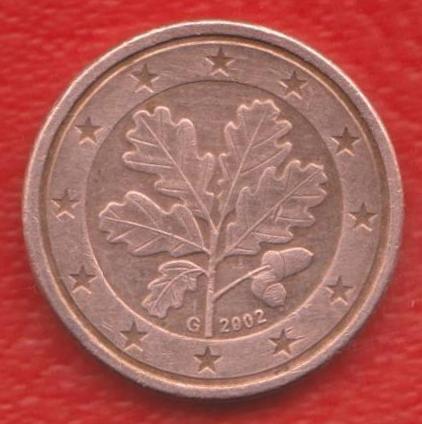 ЕВРО Германия 1 евроцент 2002 г. G Карлсруэ цент