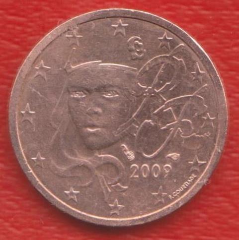 ЕВРО Франция 2 евроцента 2009 г. цент