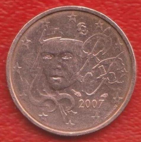 ЕВРО Франция 2 евроцента 2007 г. цент