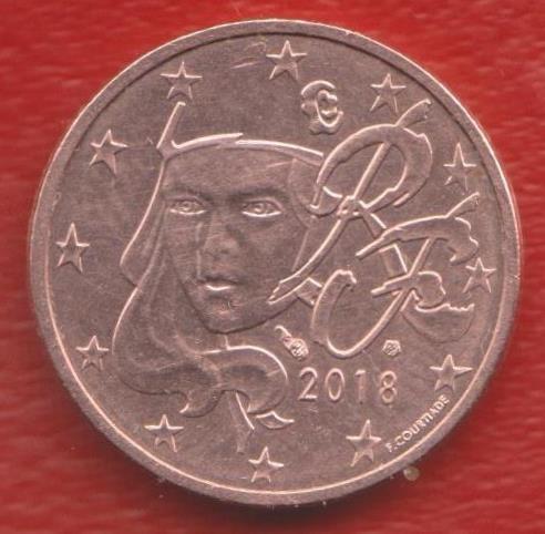 ЕВРО Франция 2 евроцента 2018 г. цент