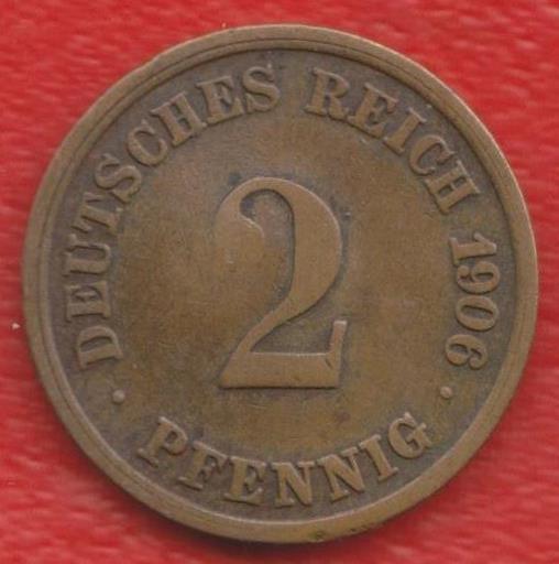 Германия 2 пфеннига 1906 г. Штутгарт F
