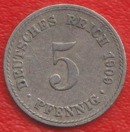 Германия 5 пфеннигов 1909 г. A Берлин
