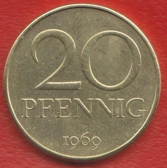 Германия ГДР 20 пфеннигов 1969 г.