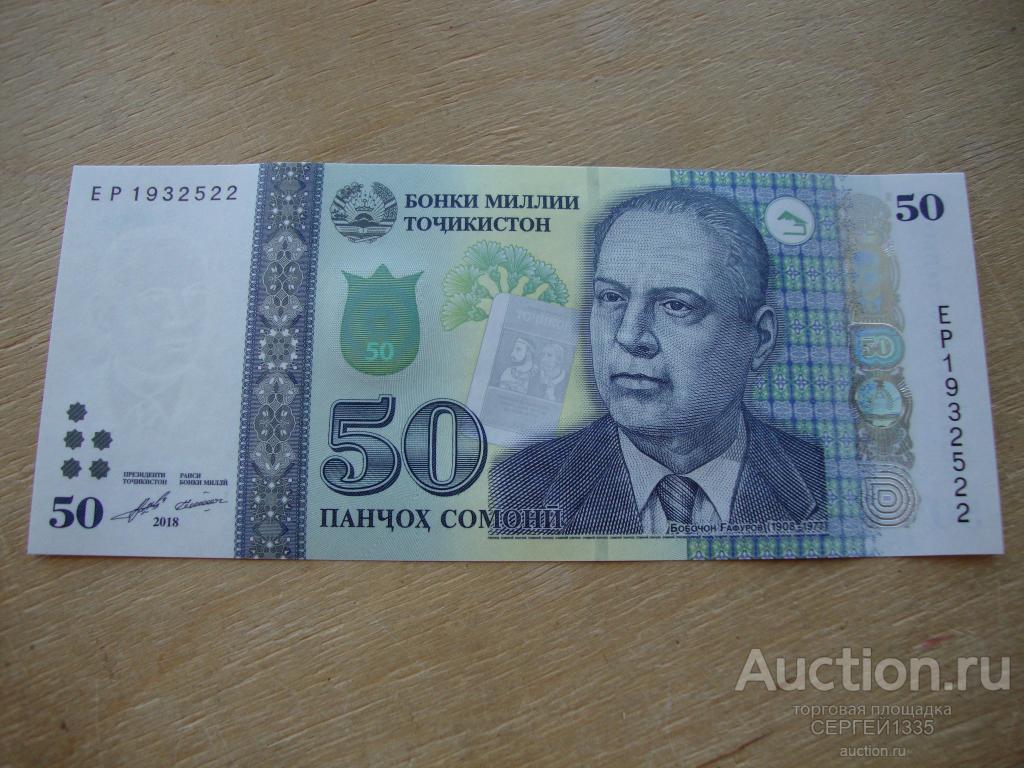 Таджикистан 50 сомони 2018 Бободжан Гафуров ПРЕСС