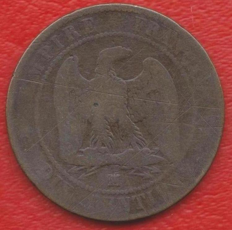 Франция 10 сантимов 1856 г. МA Наполеон III Марсель