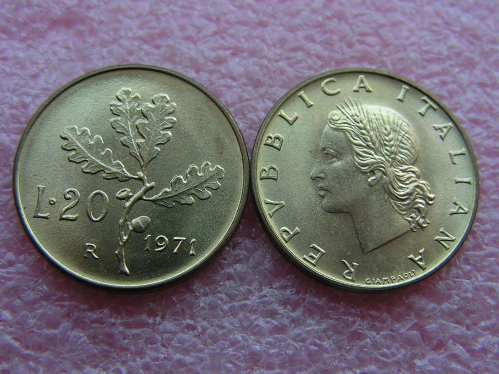 Италия 20 лир 1971 unc