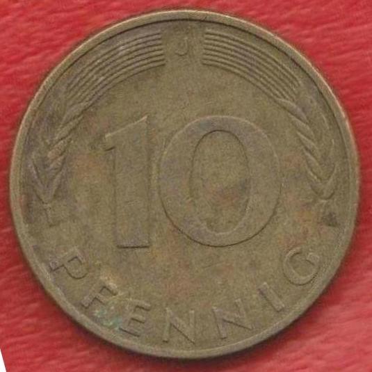 Германия ФРГ 10 пфеннигов 1985 г. J Гамбург