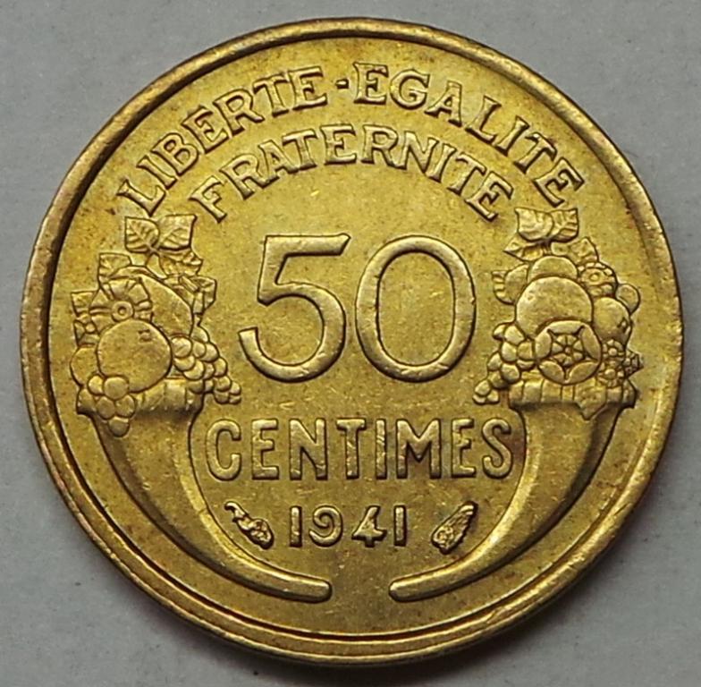 Франция 50 сантимов 1941 года (3) КМ#894.1