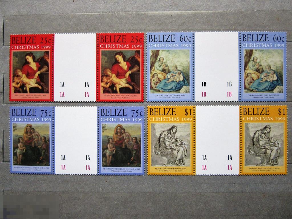 Белиз 1999 г. Рождество. Живопись. сцепки. куп. полн. сер.**MNH (редкость)