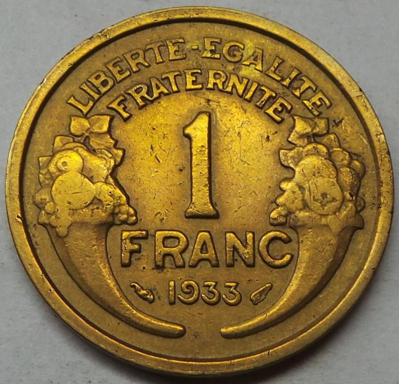 Франция 1 франк 1933 года (5) КМ#885