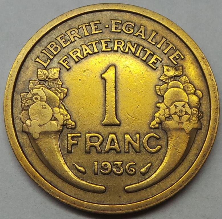 Франция 1 франк 1936 года (2) КМ#885