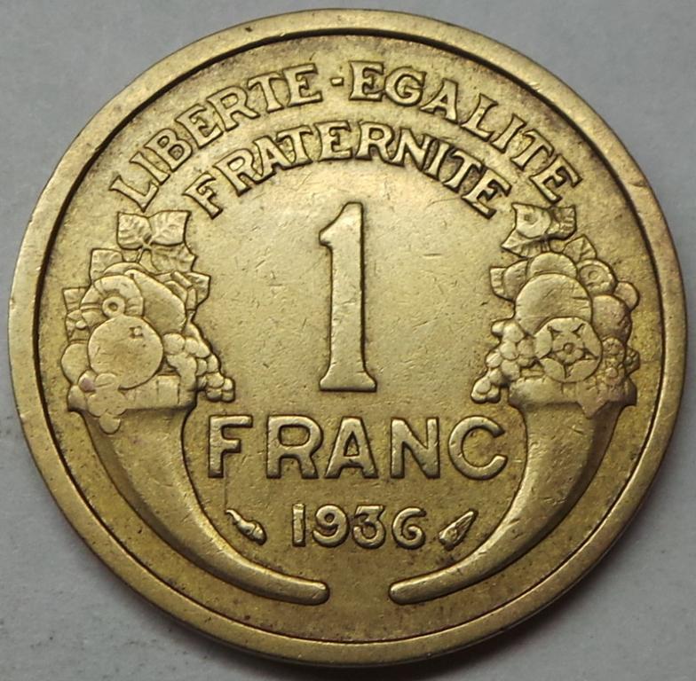 Франция 1 франк 1936 года (8) КМ#885