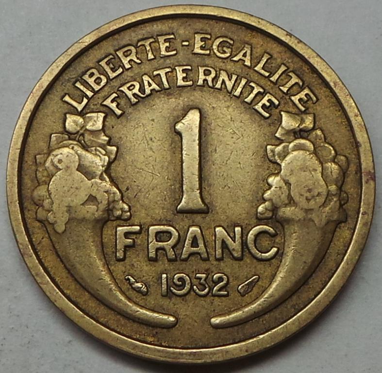 Франция 1 франк 1932 года (12) КМ#885
