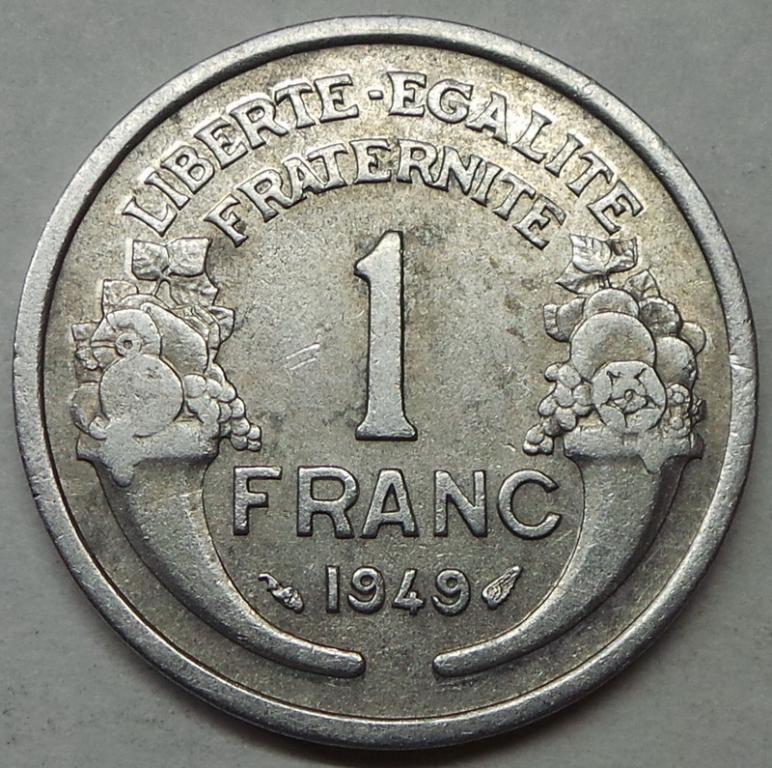 Франция 1 франк 1949 года (2) КМ#885a.1