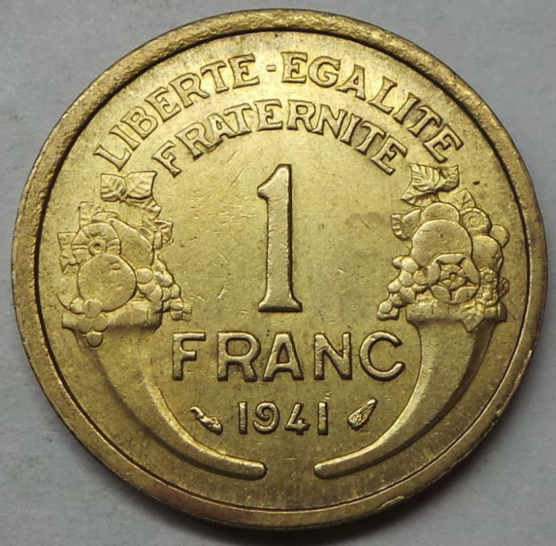Франция 1 франк 1941 года (5) КМ#885
