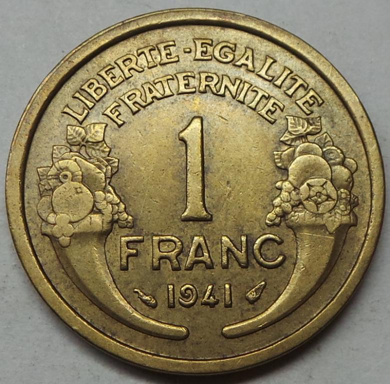 Франция 1 франк 1941 года (8) КМ#885