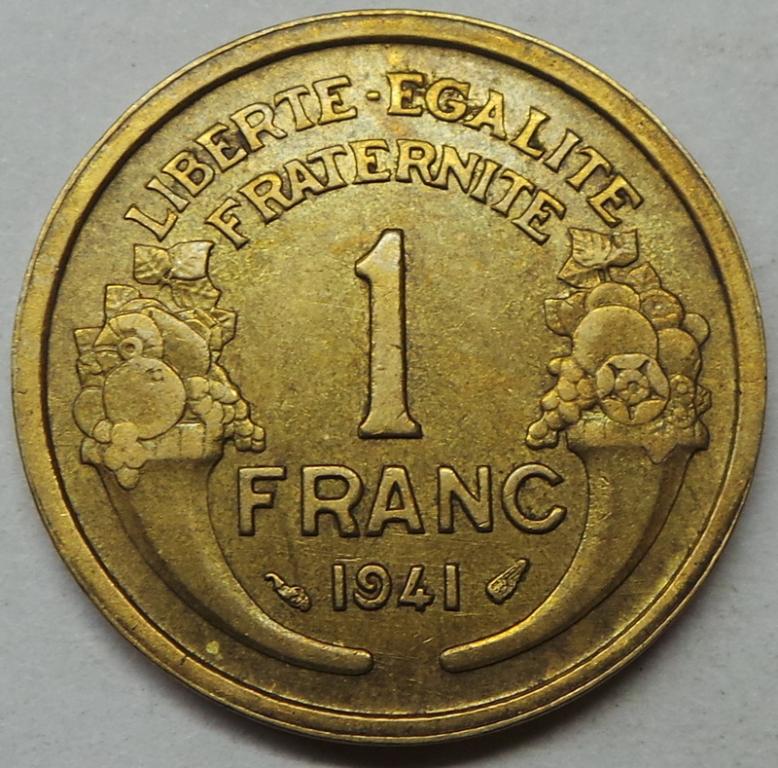 Франция 1 франк 1941 года (17) КМ#885