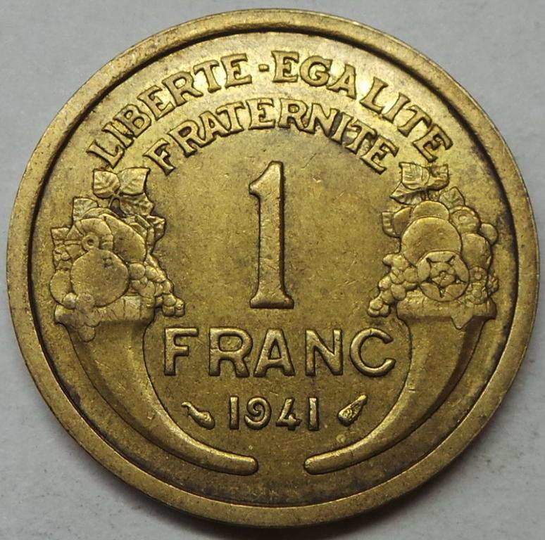 Франция 1 франк 1941 года (21) КМ#885