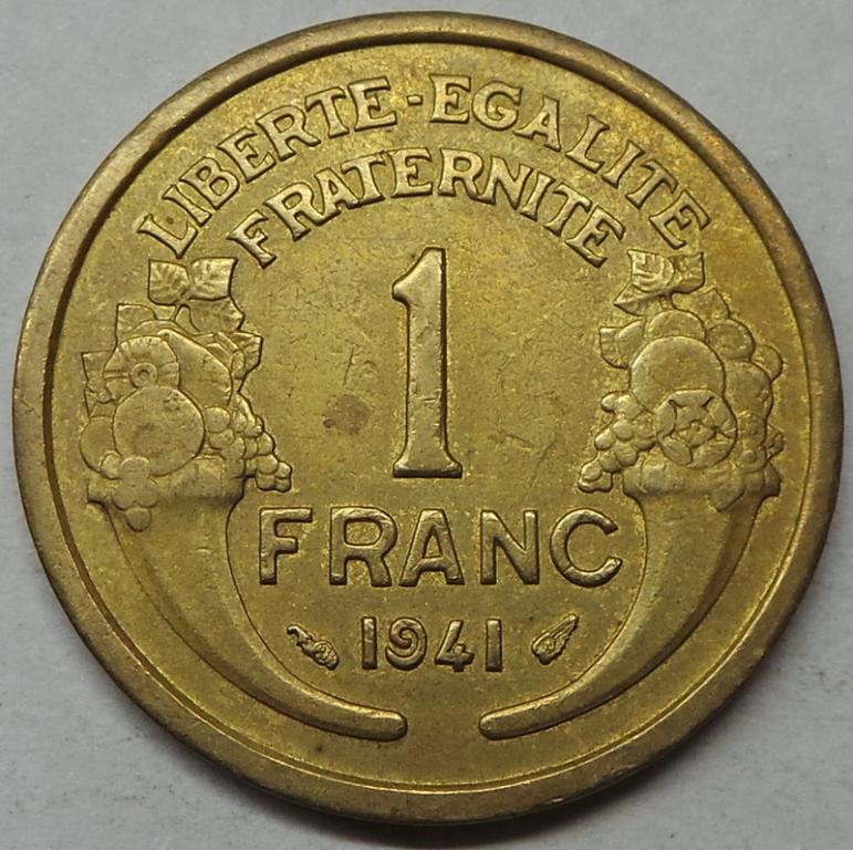 Франция 1 франк 1941 года (24) КМ#885