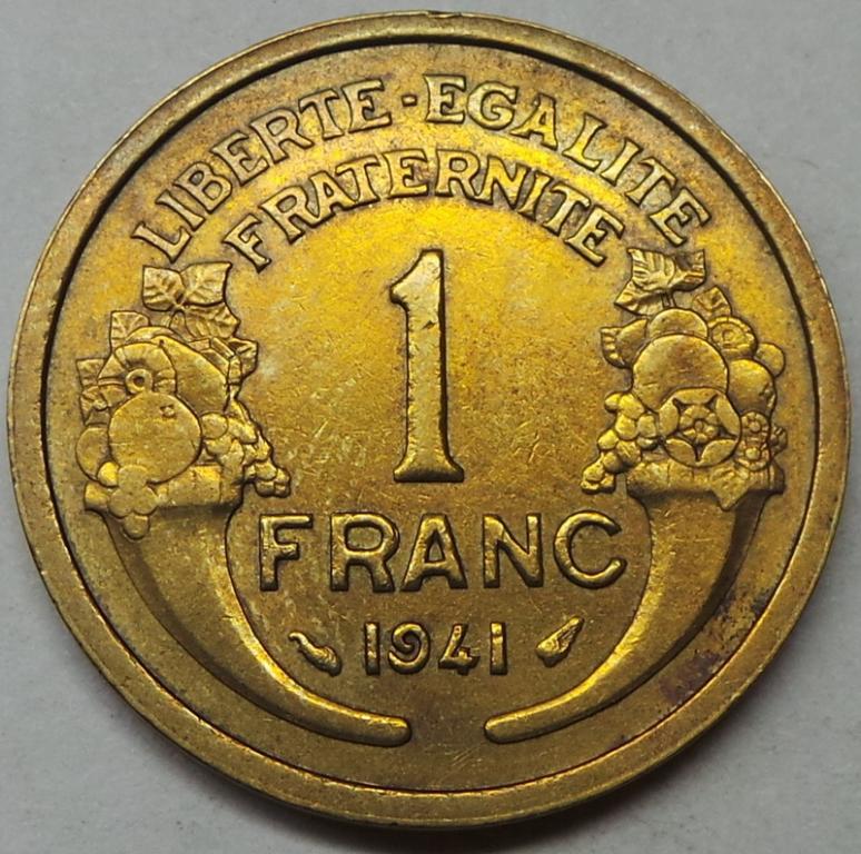 Франция 1 франк 1941 года (14) КМ#885