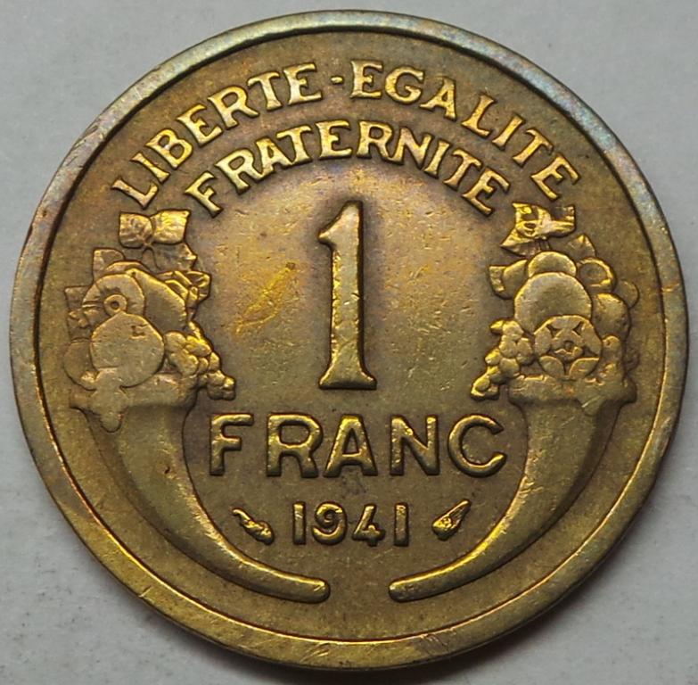 Франция 1 франк 1941 года (12) КМ#885