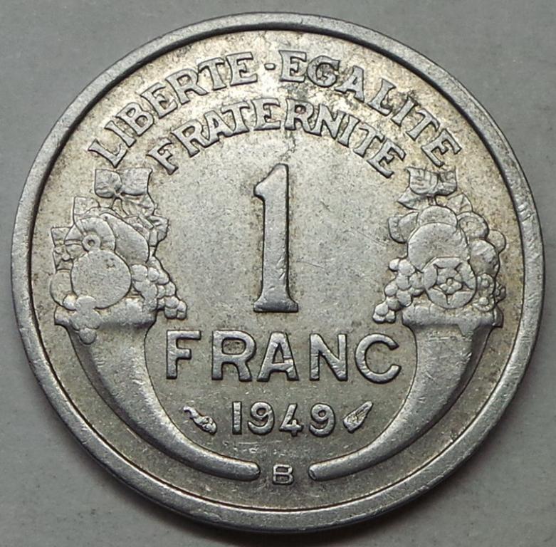 Франция 1 франк 1949 В года (2) КМ#885a.2