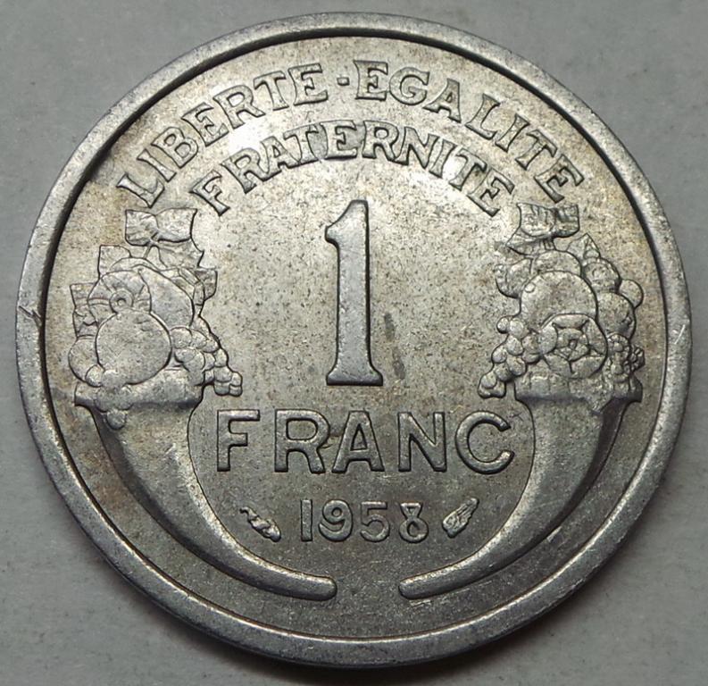 Франция 1 франк 1958 года (4) КМ#885a.1