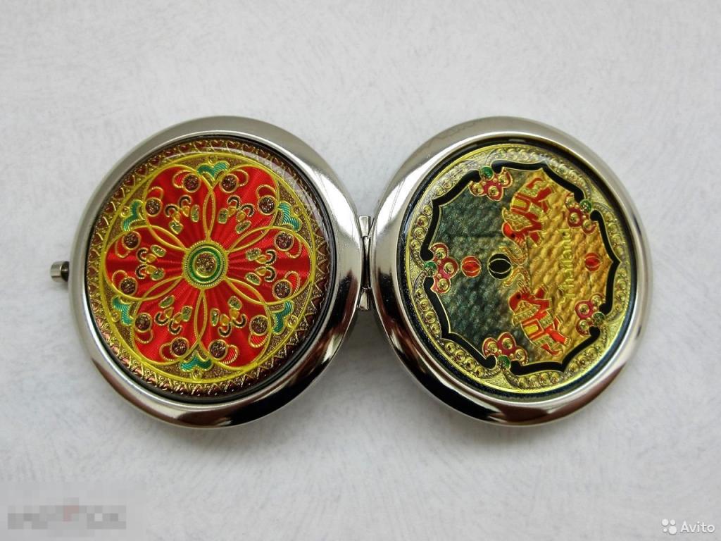 Зеркальце дамское двойное складное новое (Тайланд) в футляре