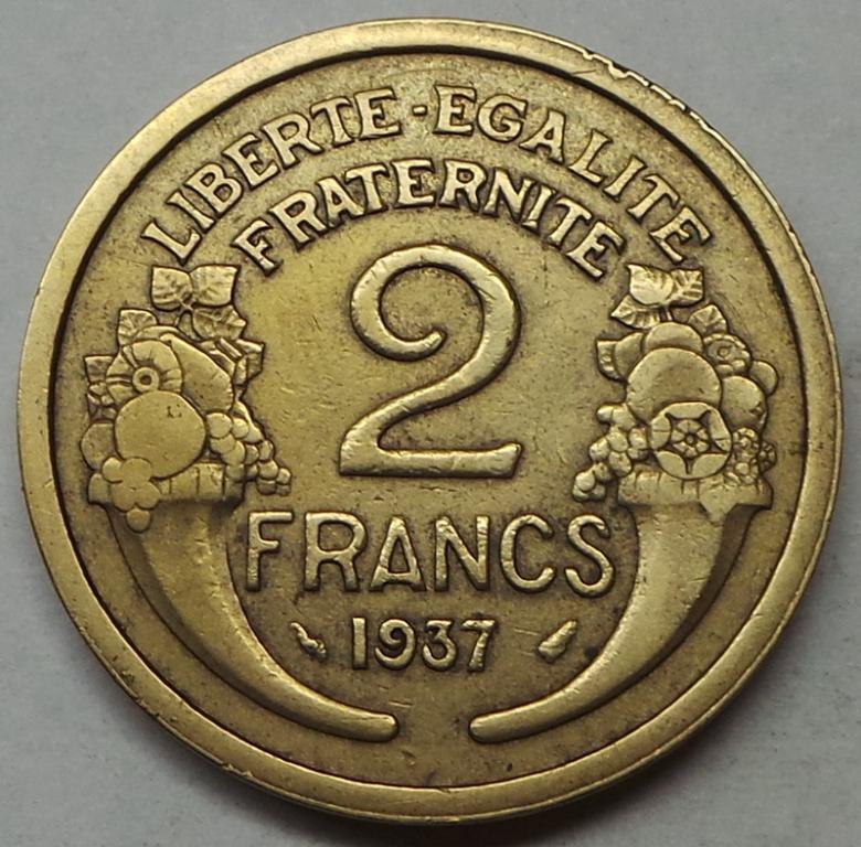Франция 2 франка 1937 года (2) КМ#886