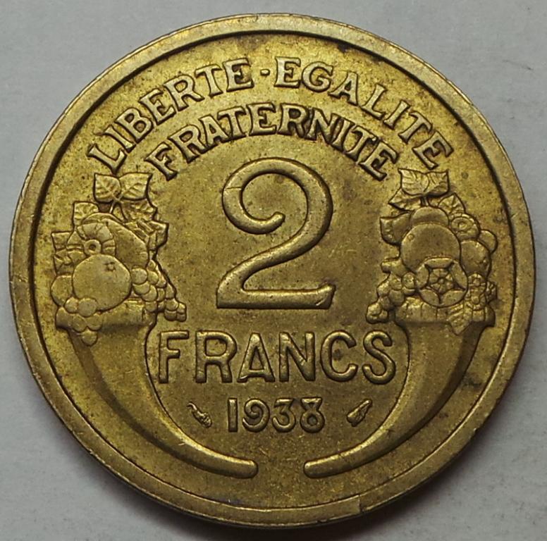 Франция 2 франка 1938 года (3) КМ#886