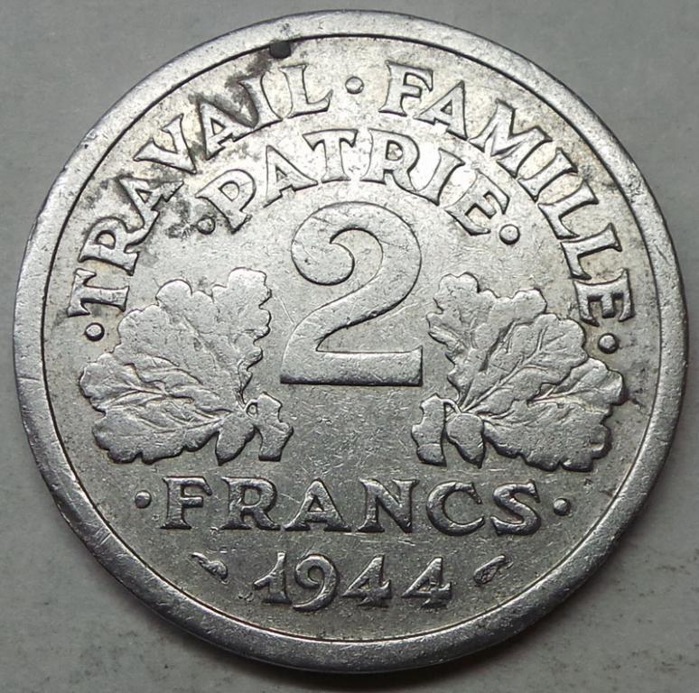 Франция 2 франка 1944 C года (3) КМ#904.3