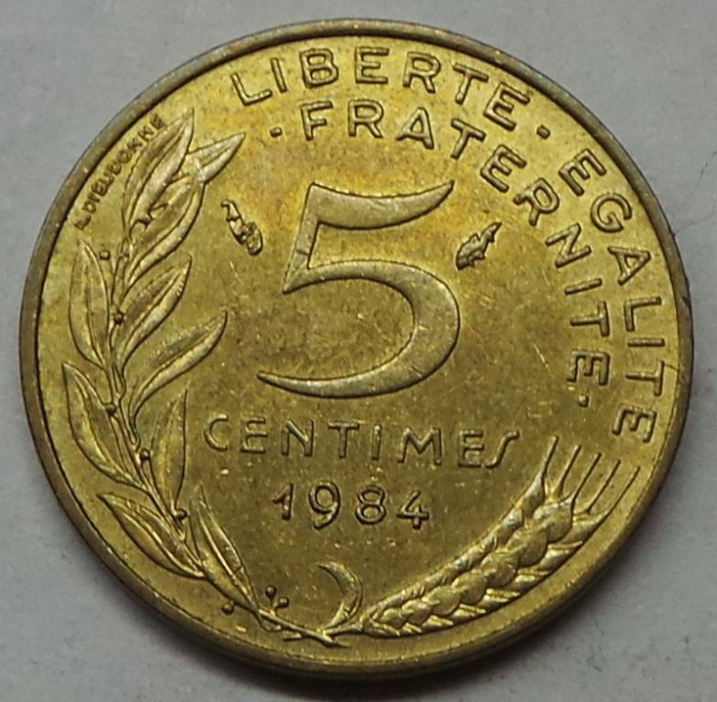Франция 5 сантимов 1984 года (4) KM#933
