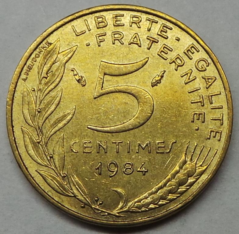 Франция 5 сантимов 1984 года (2) KM#933