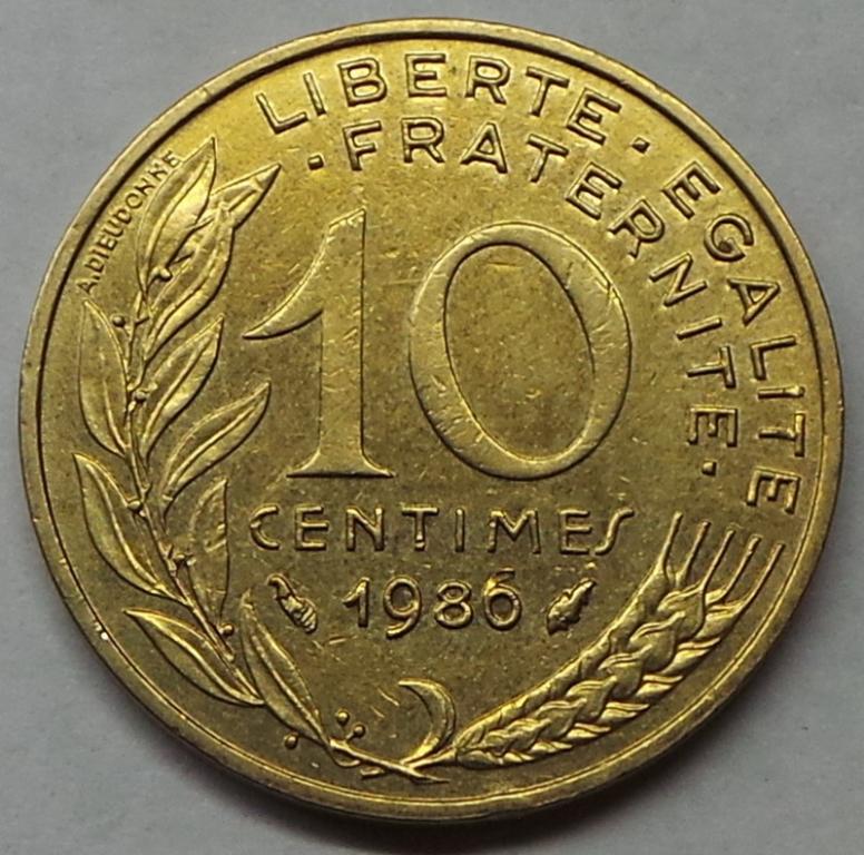 Франция 10 сантимов 1986 года KM#929