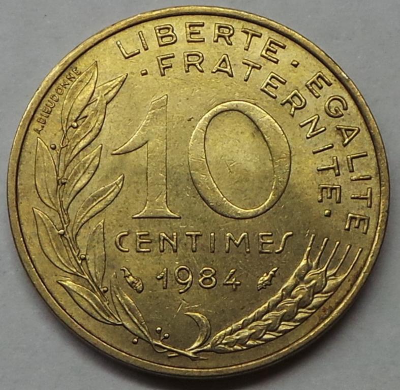 Франция 10 сантимов 1984 года (6) KM#929
