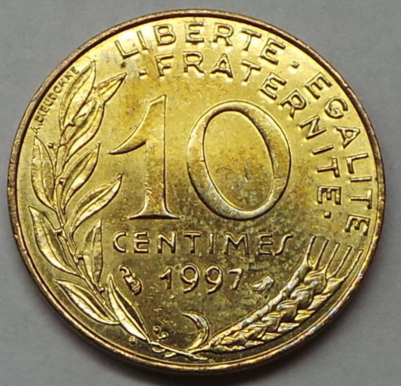 Франция 10 сантимов 1997 года (4) KM#929