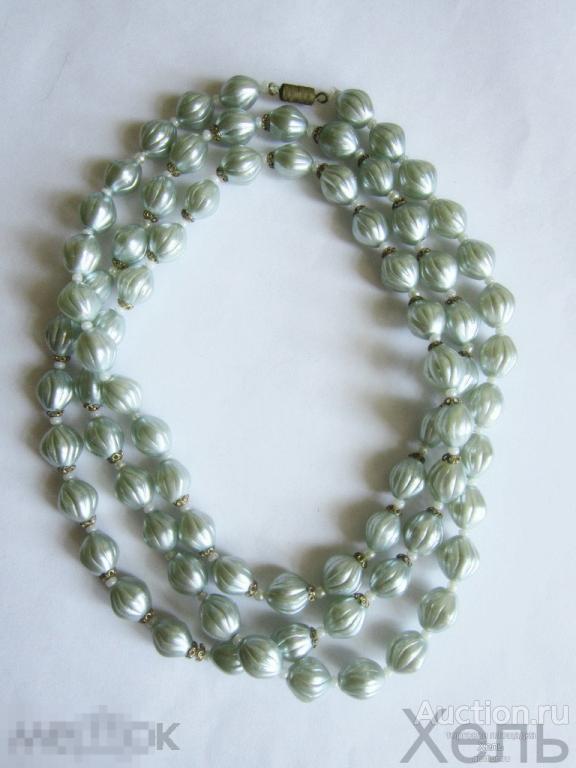 Бусы винтаж перламутровая мята 120 см ! 